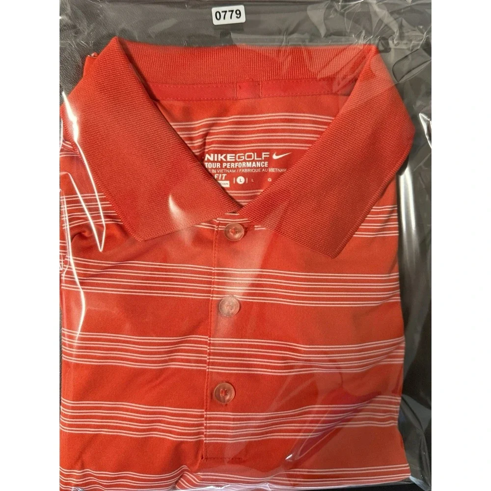 Nike Golf Dri-FIT Tour Performance Polo Shirt Mens Large Red Striped Golf